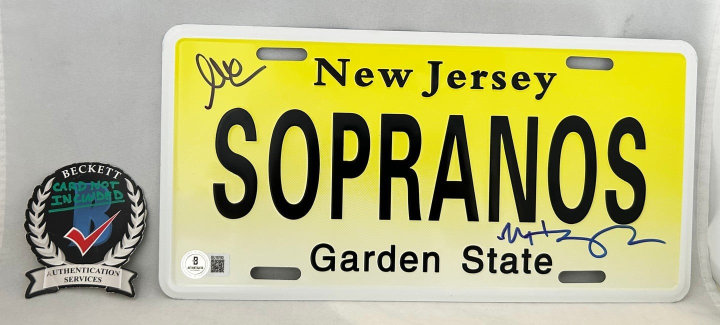 Michael Imperioli and Steve Schirripa Signed License Plate The Sopranos Becke...