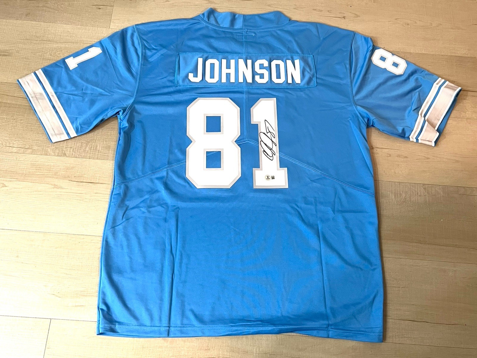 Calvin Johnson Hand Signed Detroit Lions Jersey Autographed BAS Beckett Cert 2