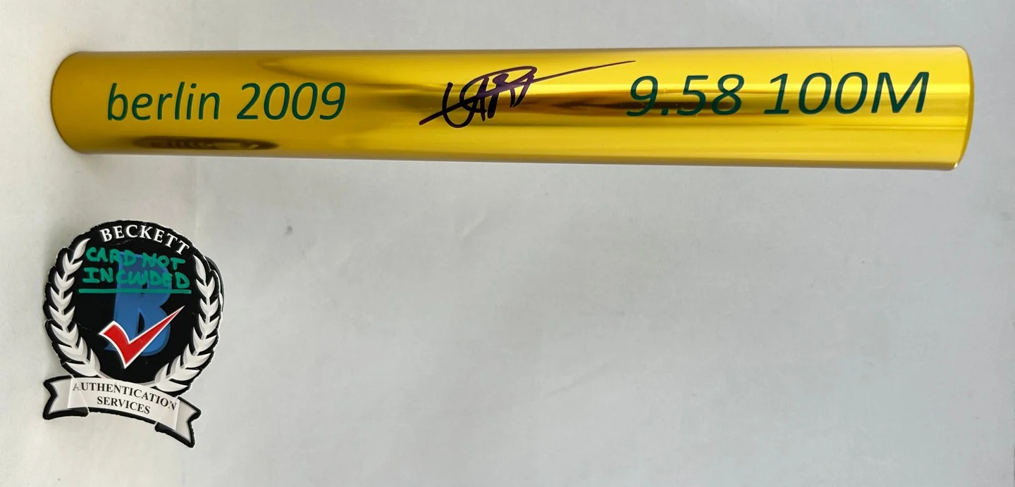 Usain Bolt Signed Baton berlin 2009 9.58 100M World Record Olympics Beckett B...