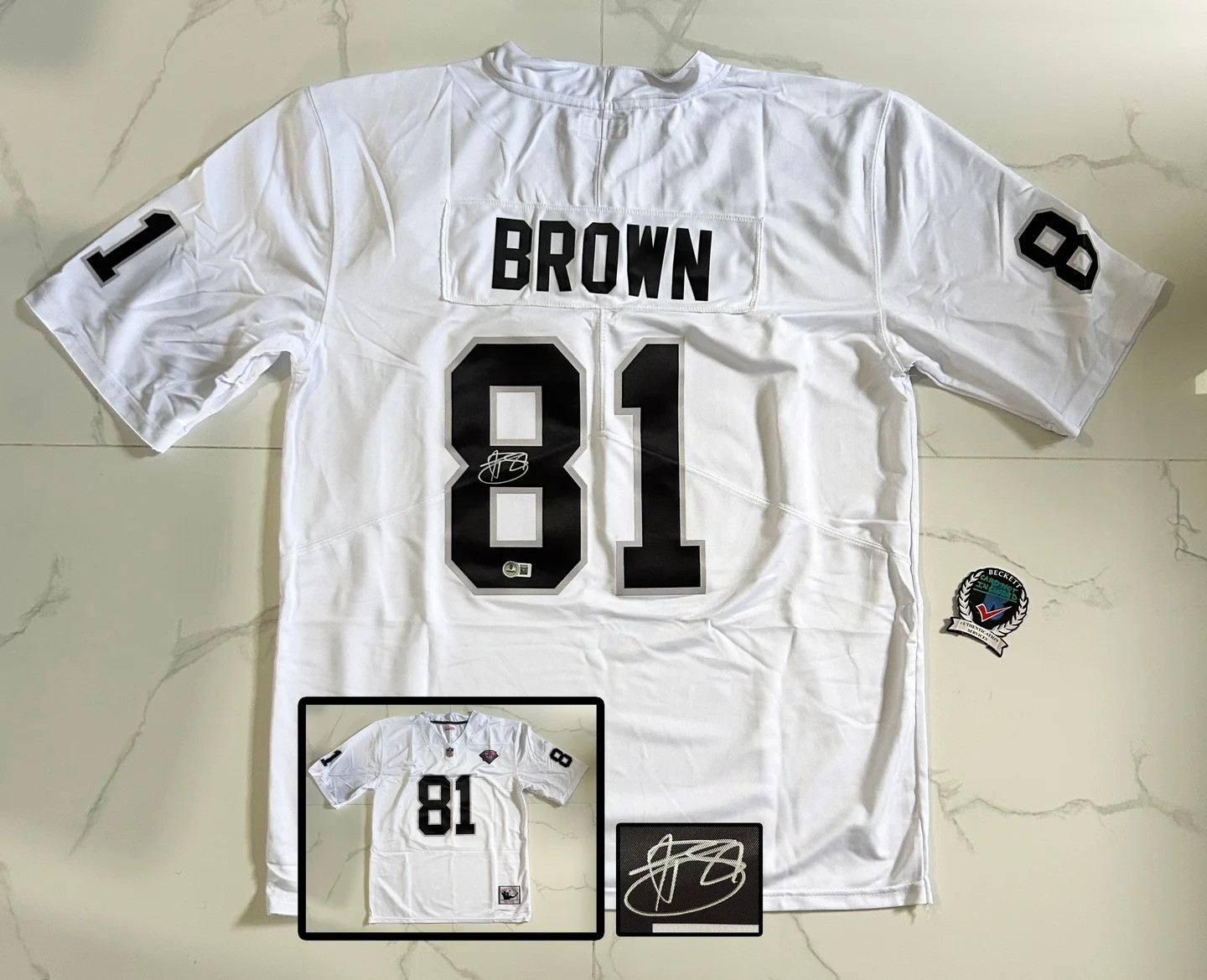 Tim Brown Signed Jersey Oakland Raiders Beckett BAS COA