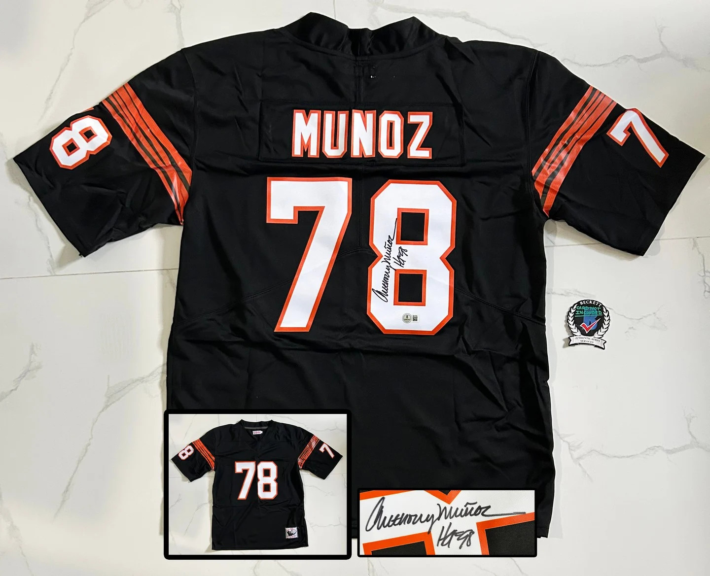 Anthony Munoz Signed Jersey Cincinnati Bengals Beckett BAS COA