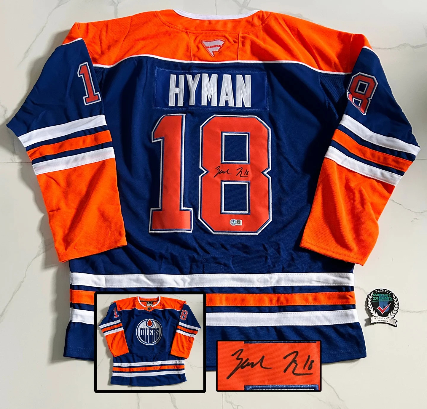 Zach Hyman Signed Jersey Edmonton Oilers Beckett BAS COA