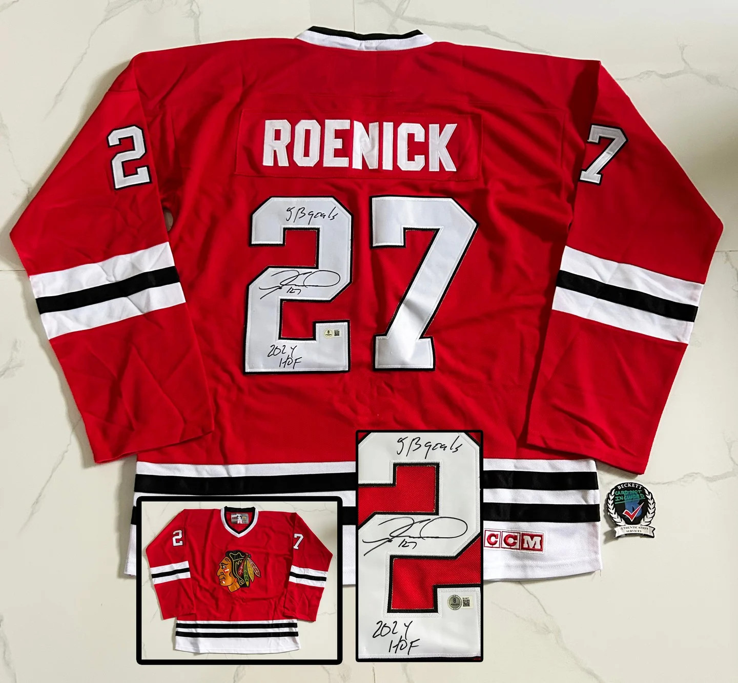Jeremy Roenick Signed Jersey Chicago Blackhawks Beckett BAS COA