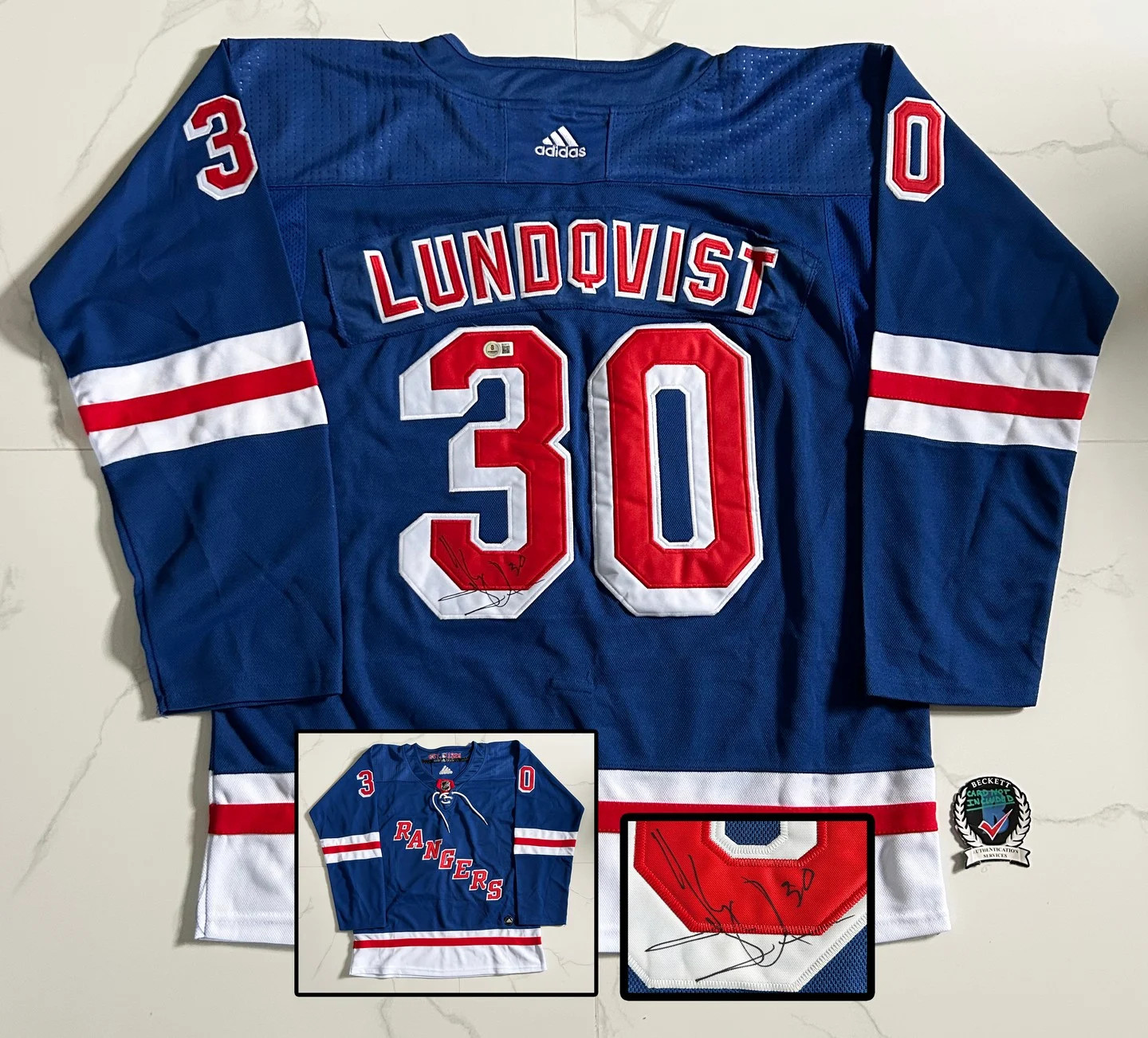 Henrik Lundqvist Signed Jersey New York Rangers Beckett BAS COA
