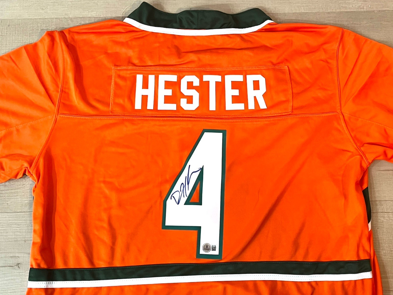 DEVIN HESTER HAND SIGNED MIAMI HURRICANES JERSEY BECKETT BAS