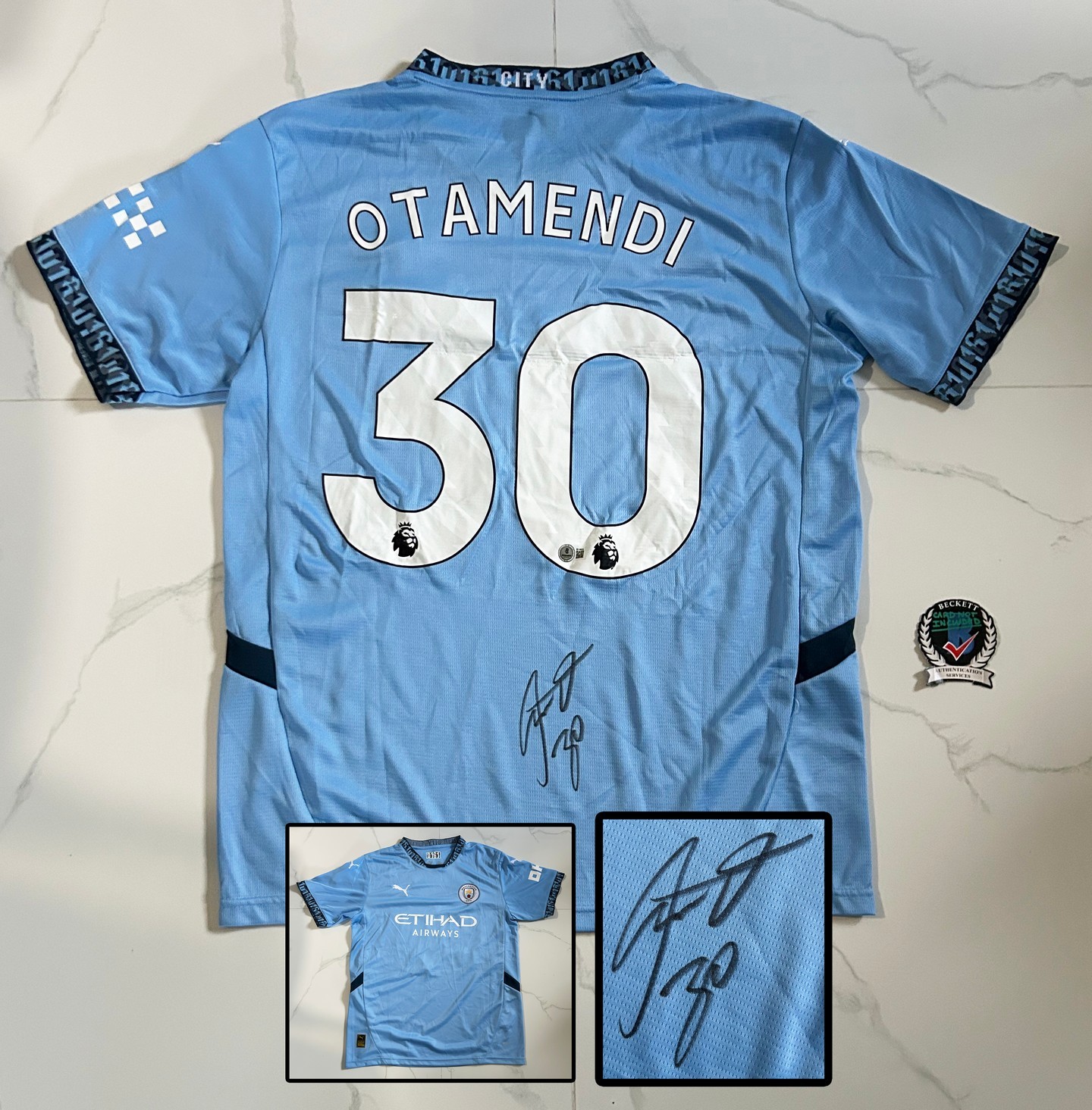 Nicolas Otamendi Signed Jersey Manchester City Beckett BAS COA