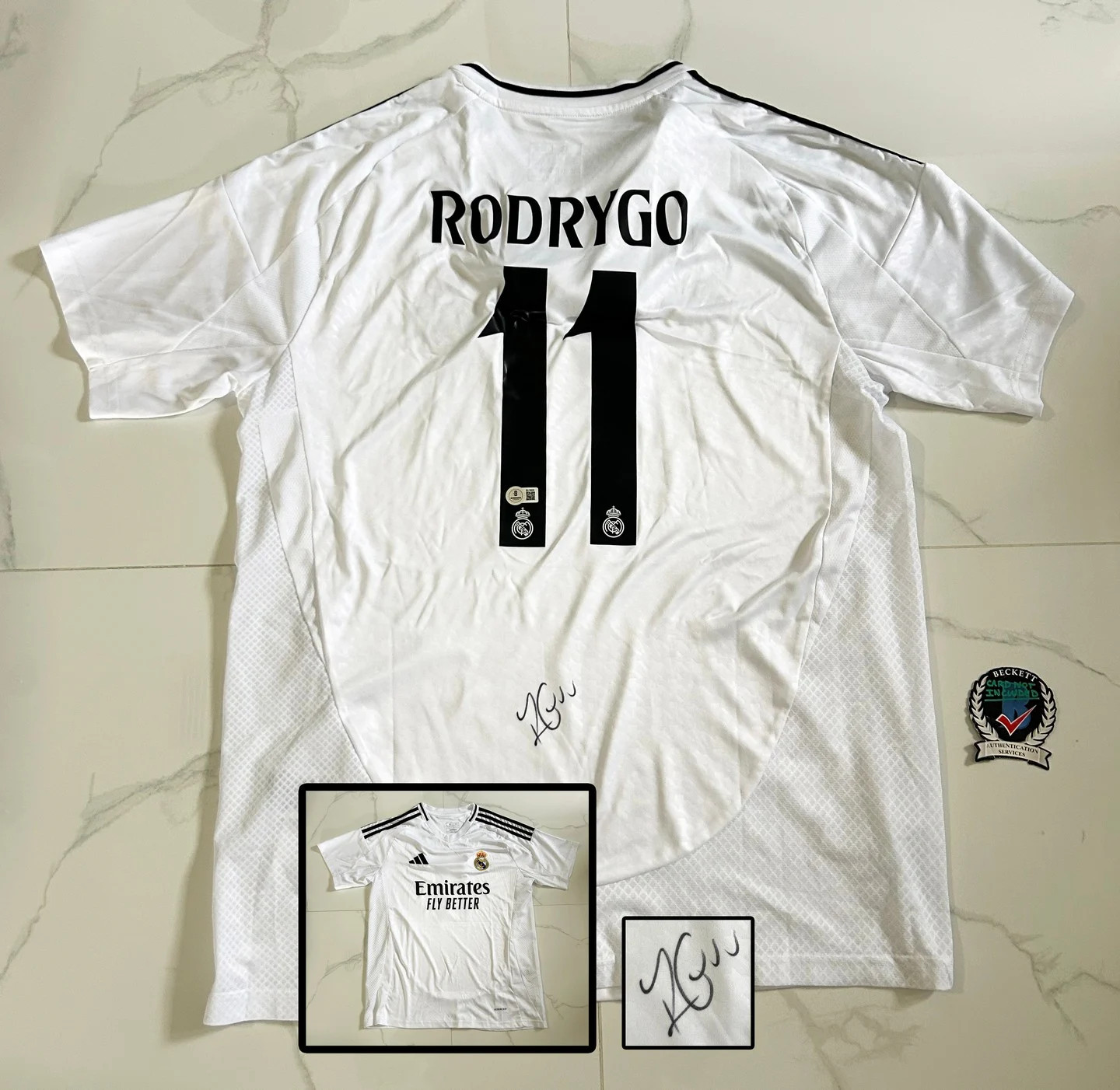 Rodrygo Signed Jersey Real Madrid Brasil Beckett BAS 3 COA