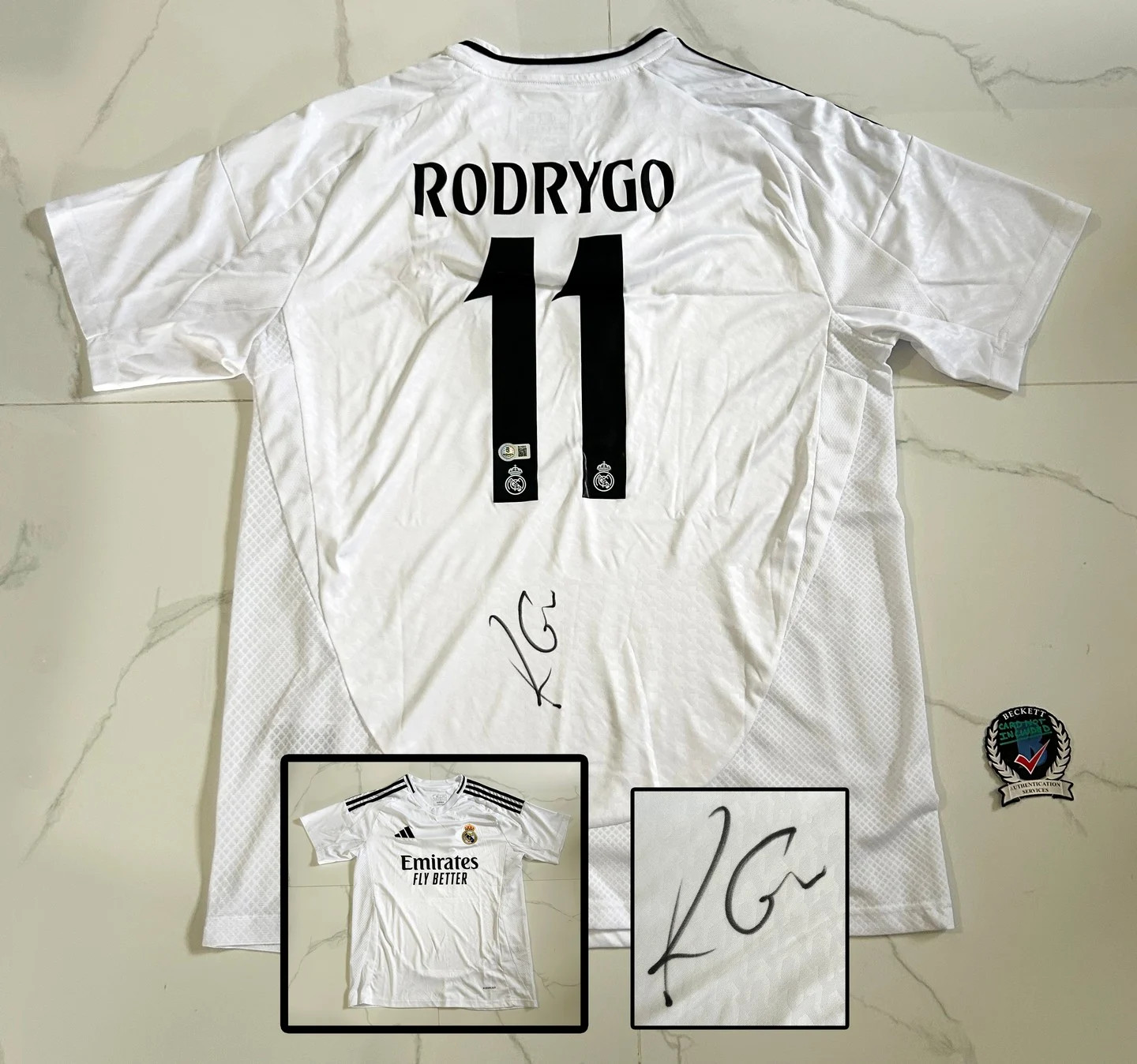 Rodrygo Signed Jersey Real Madrid Brasil Beckett BAS 2 COA