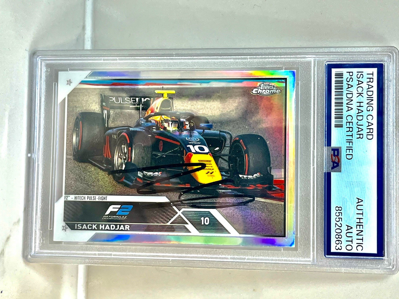 ISACK HADJAR SIGNED TOPPS 2024 CHROME F1 FORMULA 1  PSA DNA