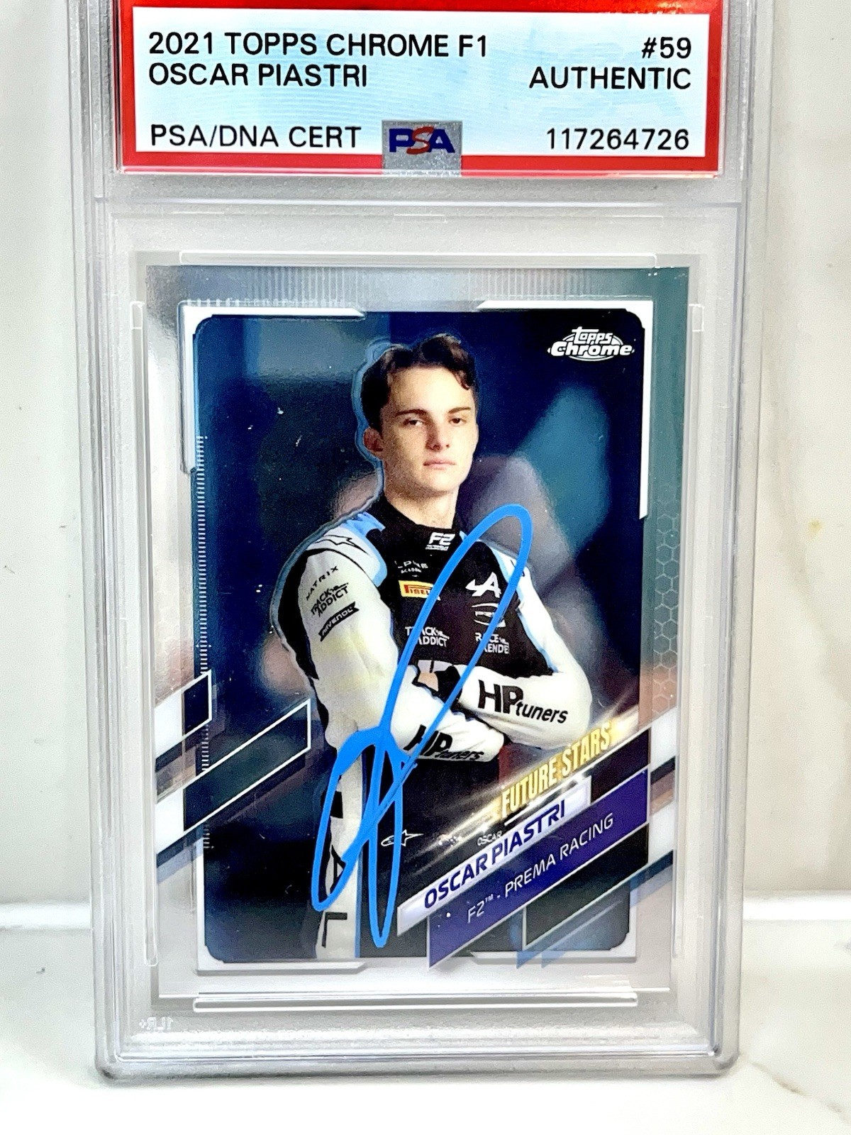 OSCAR PIASTRI SIGNED 2021 TOPPS CHROME FORMULA 1 ROOKIE CARD RC PSA CERT #2