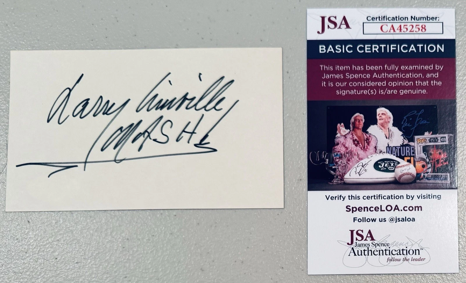 Larry Linville Signed Autographed 3x5 Card JSA Certified MASH M*A*S*H 2