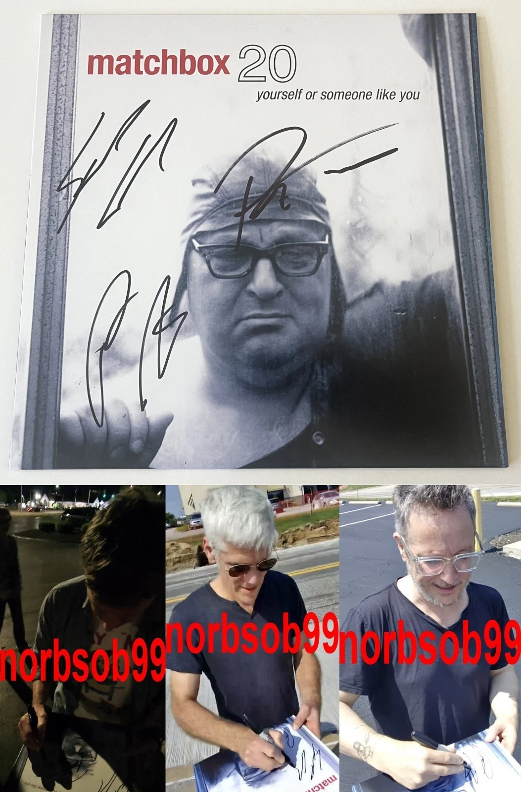 MATCHBOX TWENTY ROB THOMAS +2 SIGNED YOURSELF OR SOMEONE LIKE YOU VINYL w/PROOF
