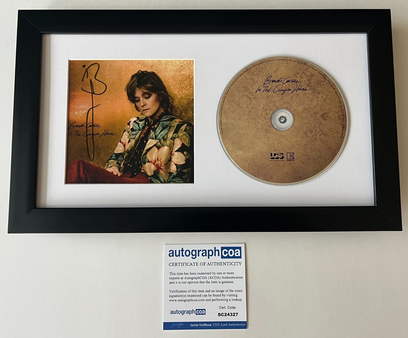 BRANDI CARLILE SIGNED IN THE CANYON HAZE FRAMED & MATTED CD AUTOGRAPH COA ACOA