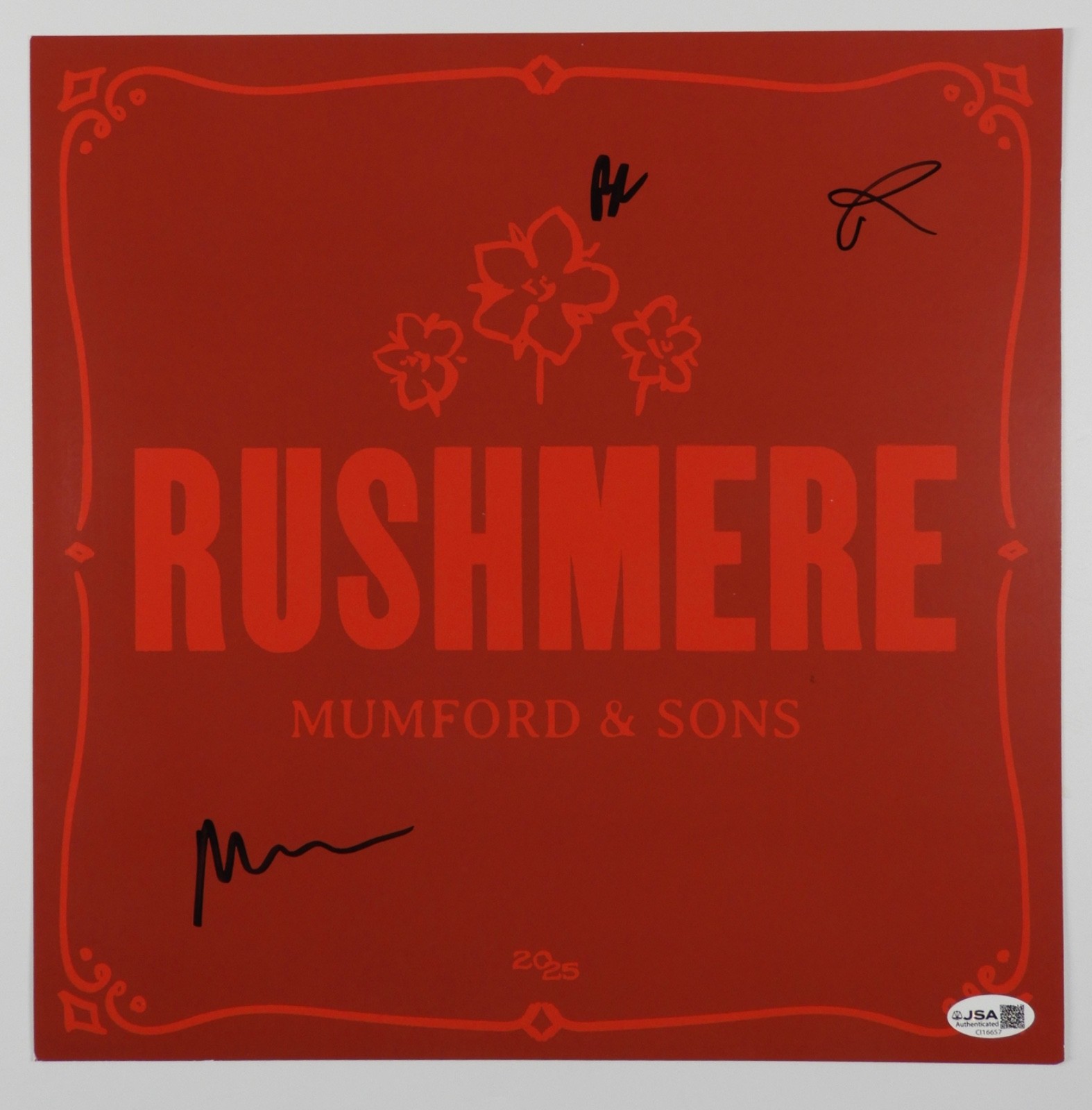 Mumford & Sons JSA Signed Autograph Record Album Insert Rushmere