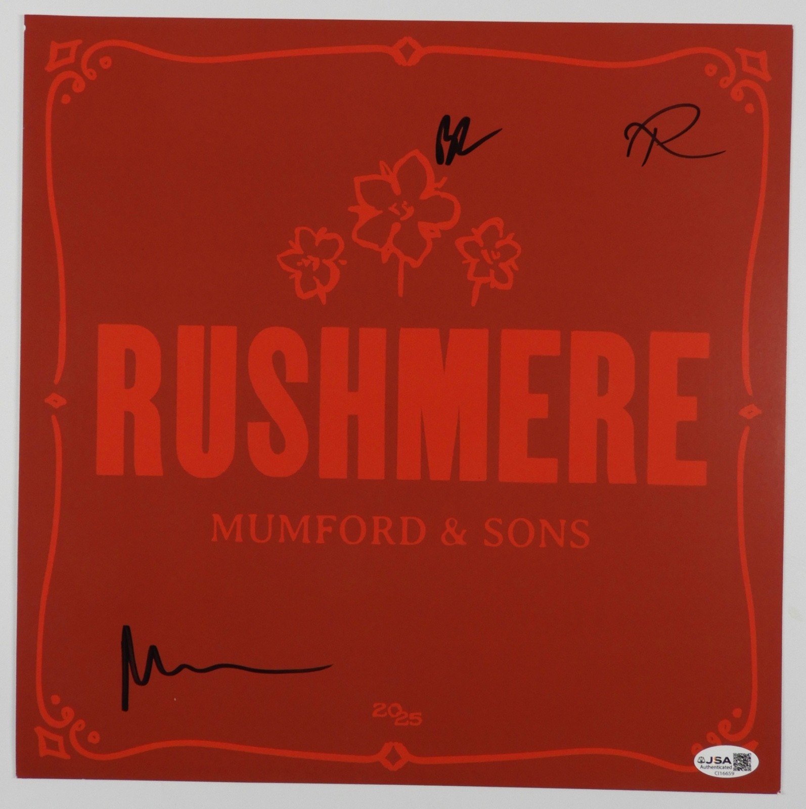 Mumford & Sons JSA Signed Autograph Record Album Insert Rushmere