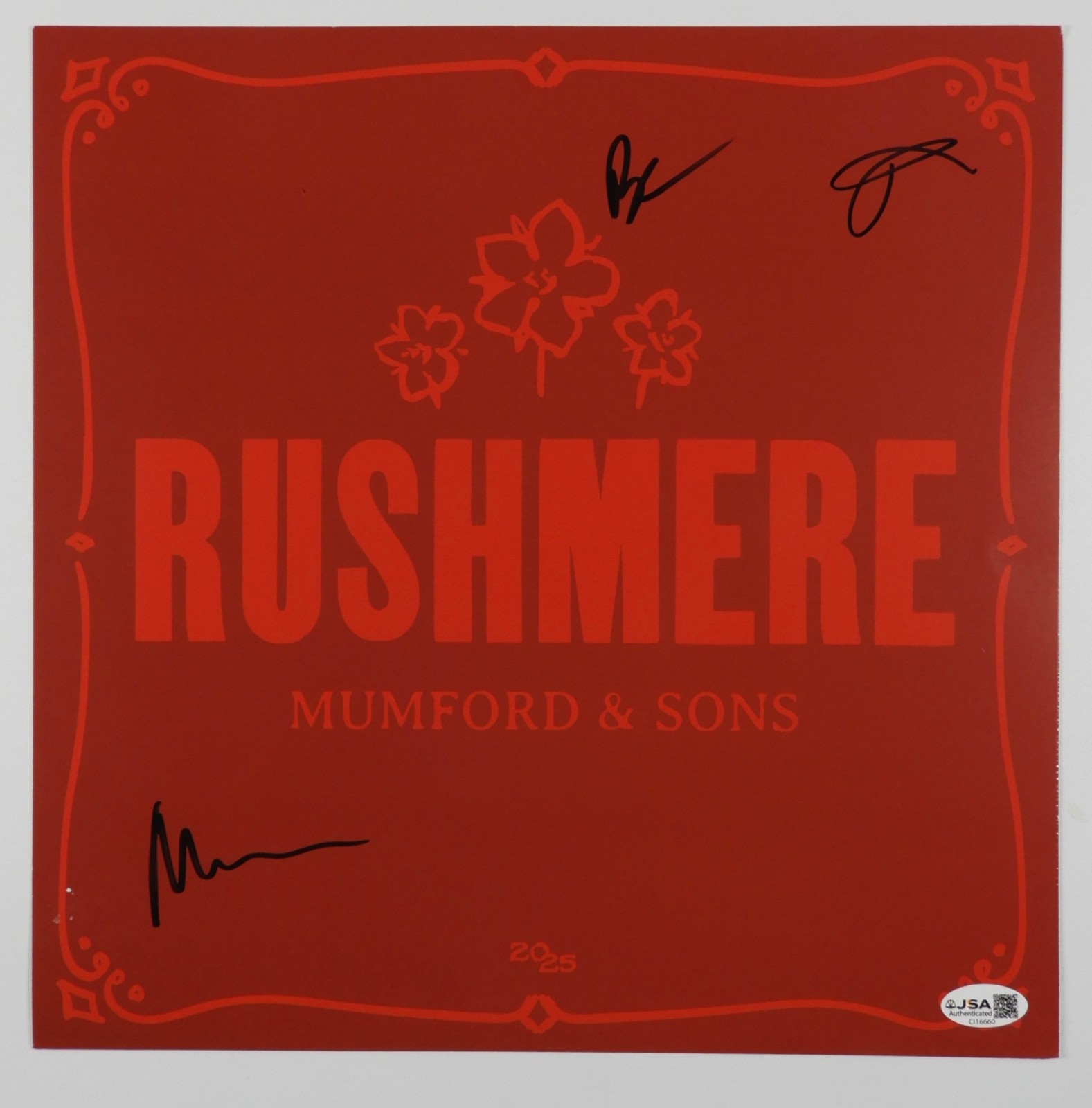 Mumford & Sons JSA Signed Autograph Record Album Insert Rushmere