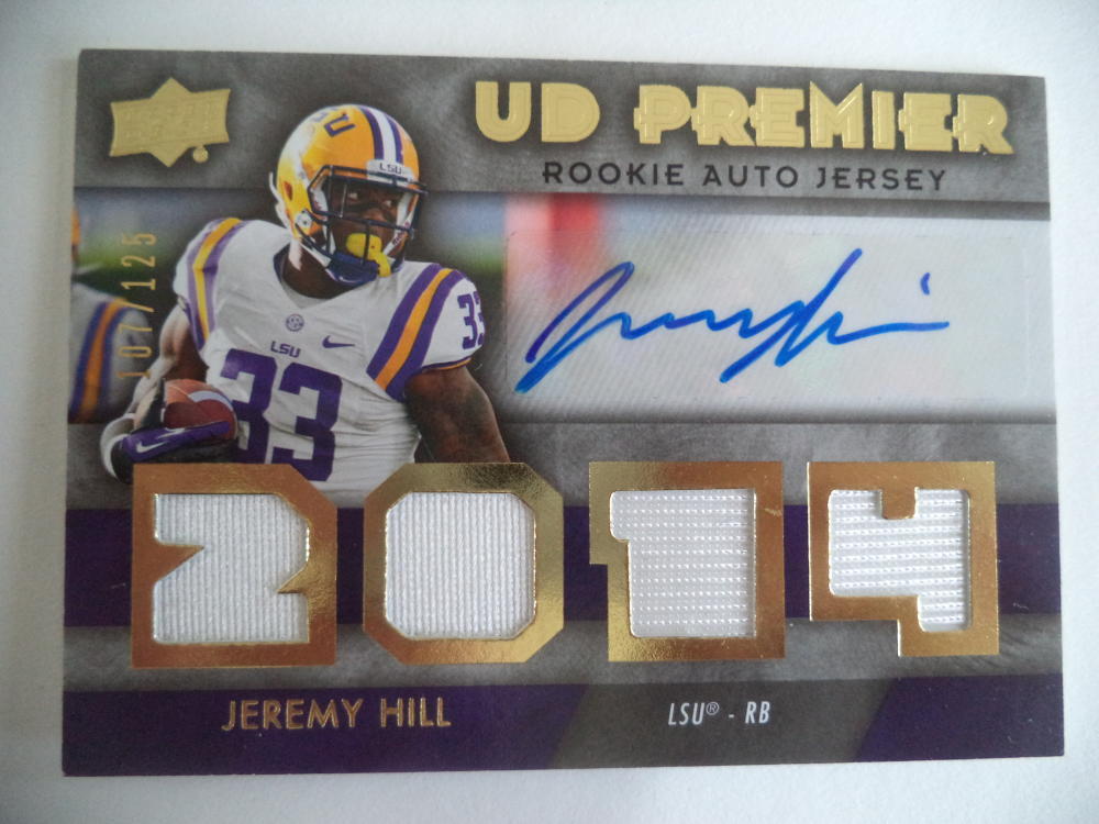 JEREMY HILL 2014 UD PREMIER ROOKIE AUTOGRAPH SIGNED AUTO JERSEY CARD
