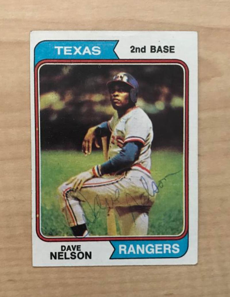 DAVE NELSON TEXAS RANGERS SIGNED VINTAGE DECEASED 1974 TOPPS CARD #355 W/COA