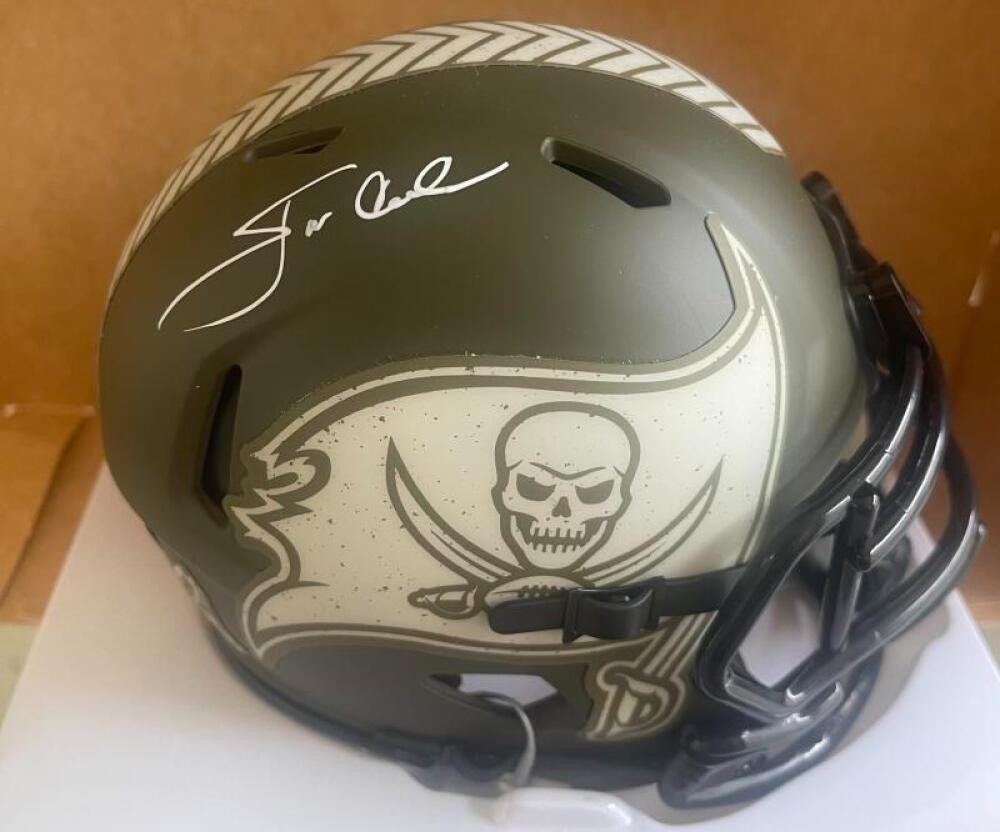 JON GRUDEN TAMPA BAY BUCS SALUTE TO SERVICE SIGNED MINI HELMET BECKETT AUTH