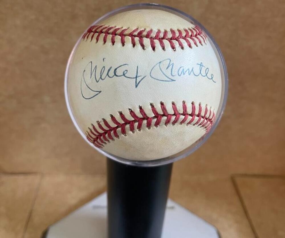 MICKEY MANTLE NY YANKEES SIGNED AUTOGRAPHED A.L. BASEBALL BAS LOA