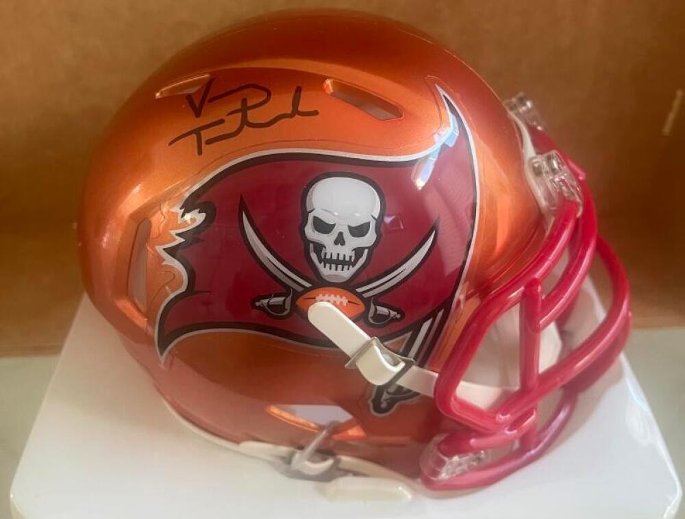 VINNY TESTAVERDE BUCS FLASH SIGNED AUTOGRAPHED MINI HELMET BECKETT AUTH