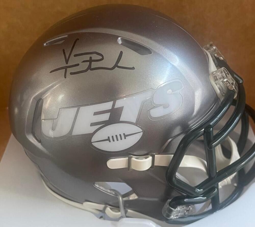 VINNY TESTAVERDE JETS FLASH SIGNED AUTOGRAPHED MINI HELMET BECKETT AUTH