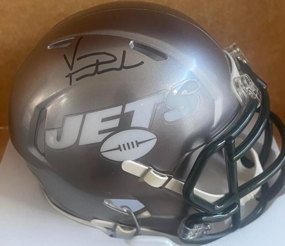 VINNY TESTAVERDE JETS FLASH SIGNED AUTOGRAPHED MINI HELMET BECKETT AUTH