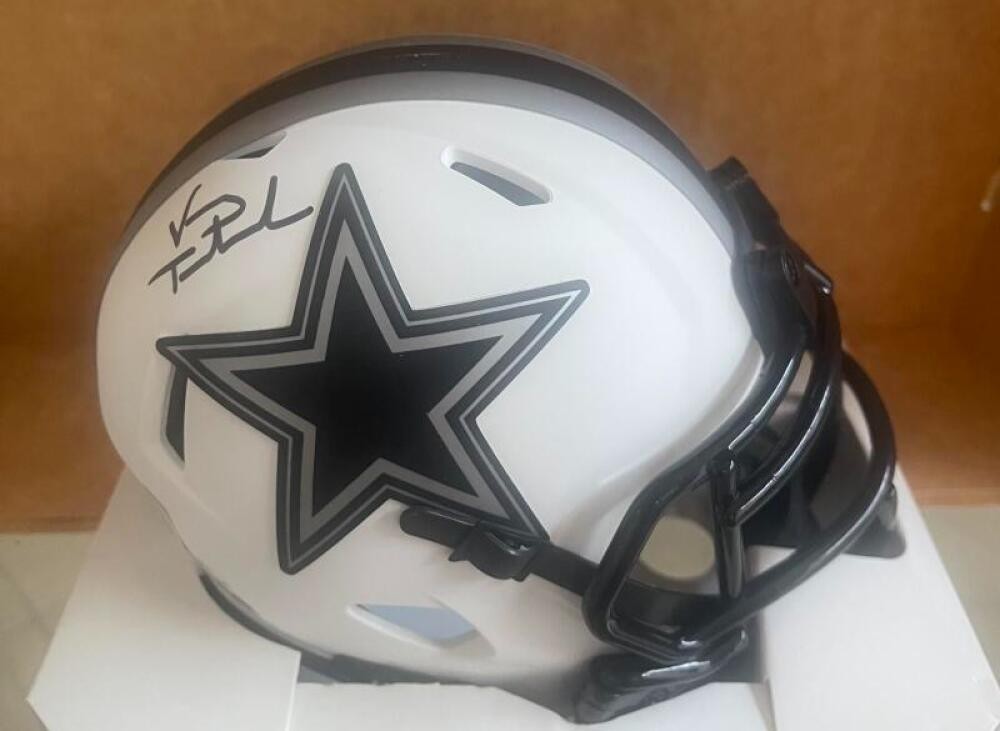VINNY TESTAVERDE COWBOYS LUNAR SIGNED AUTOGRAPHED MINI HELMET BECKETT AUTH