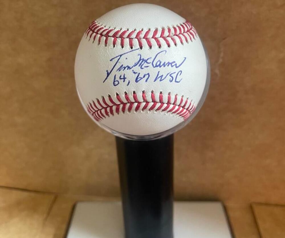 TIM MCCARVER CARDINALS 64 67 WSC SIGNED AUTOGRAPHED M.L. BASEBALL BECKETT AUTH