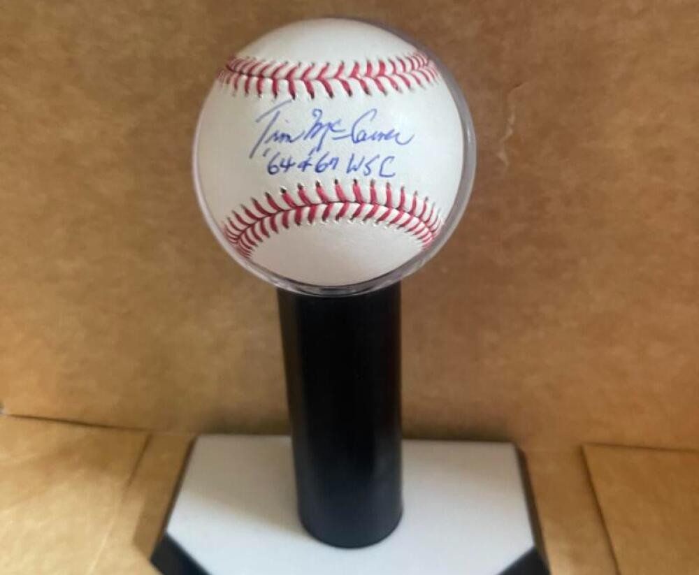 TIM MCCARVER CARDINALS 64 67 WSC SIGNED AUTOGRAPHED M.L. BASEBALL BECKETT AUTH
