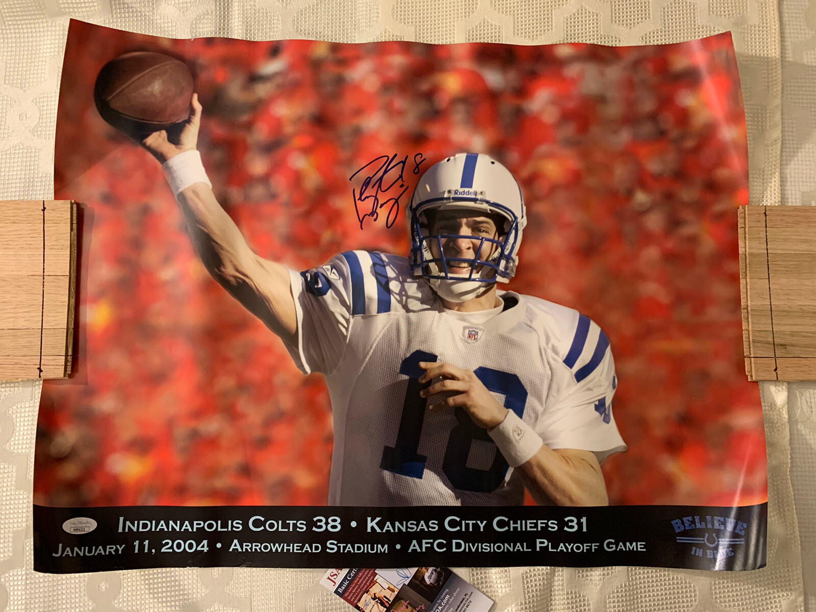 PEYTON MANNING signed Indianapolis Colts Poster JSA Authentication COA Autograph