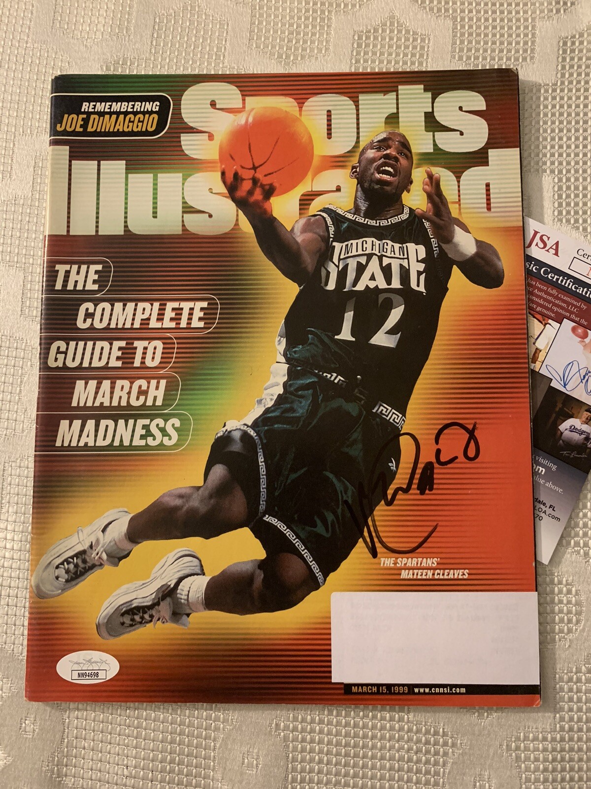 Mateen Cleaves Signed Sports Illustrated Magazine Rare JSA Authentication COA