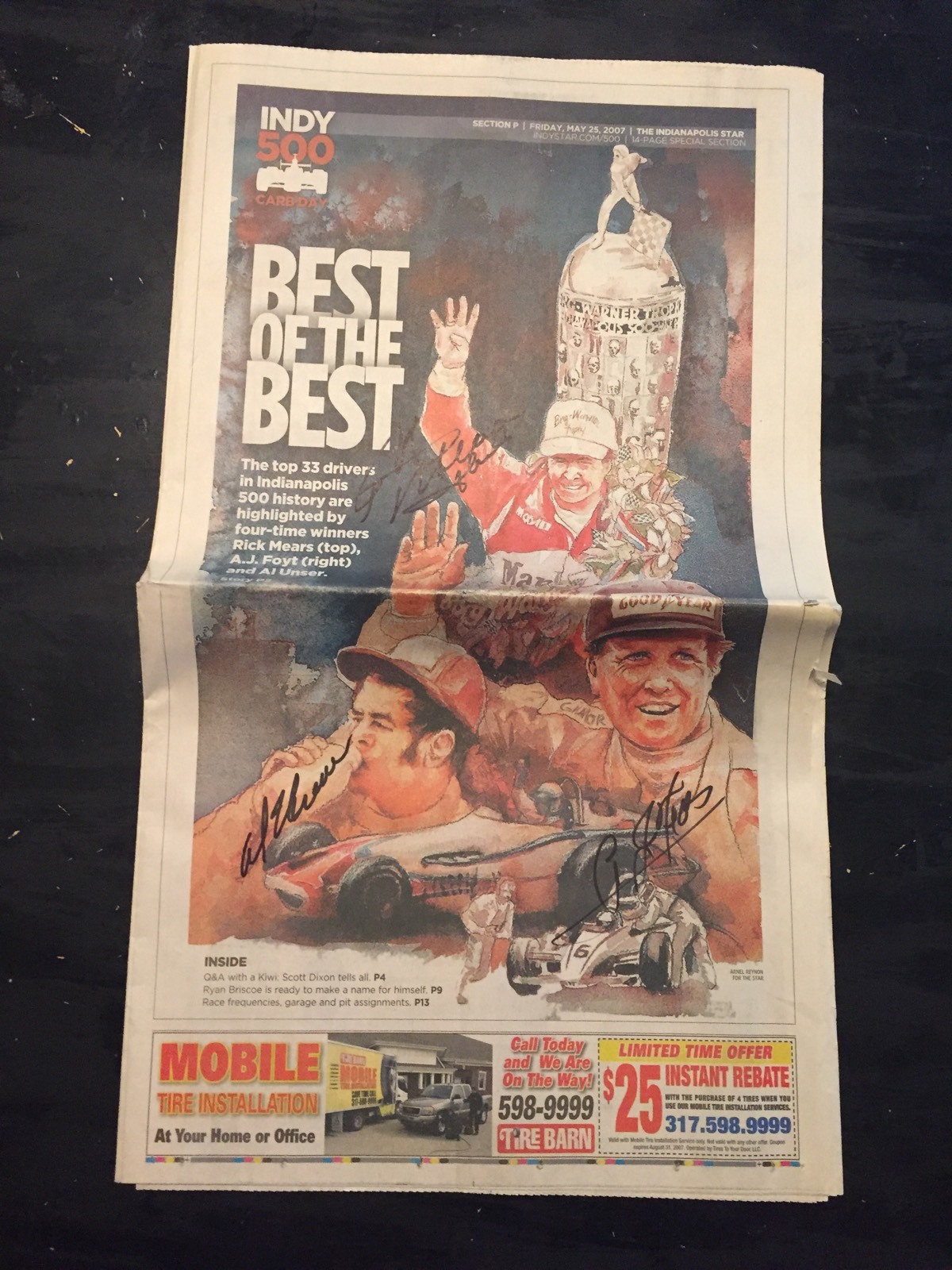 Lot Of 12 Racing Signed Indianapolis 500 Newspapers Indy Car AJ Foyt Danica Etc