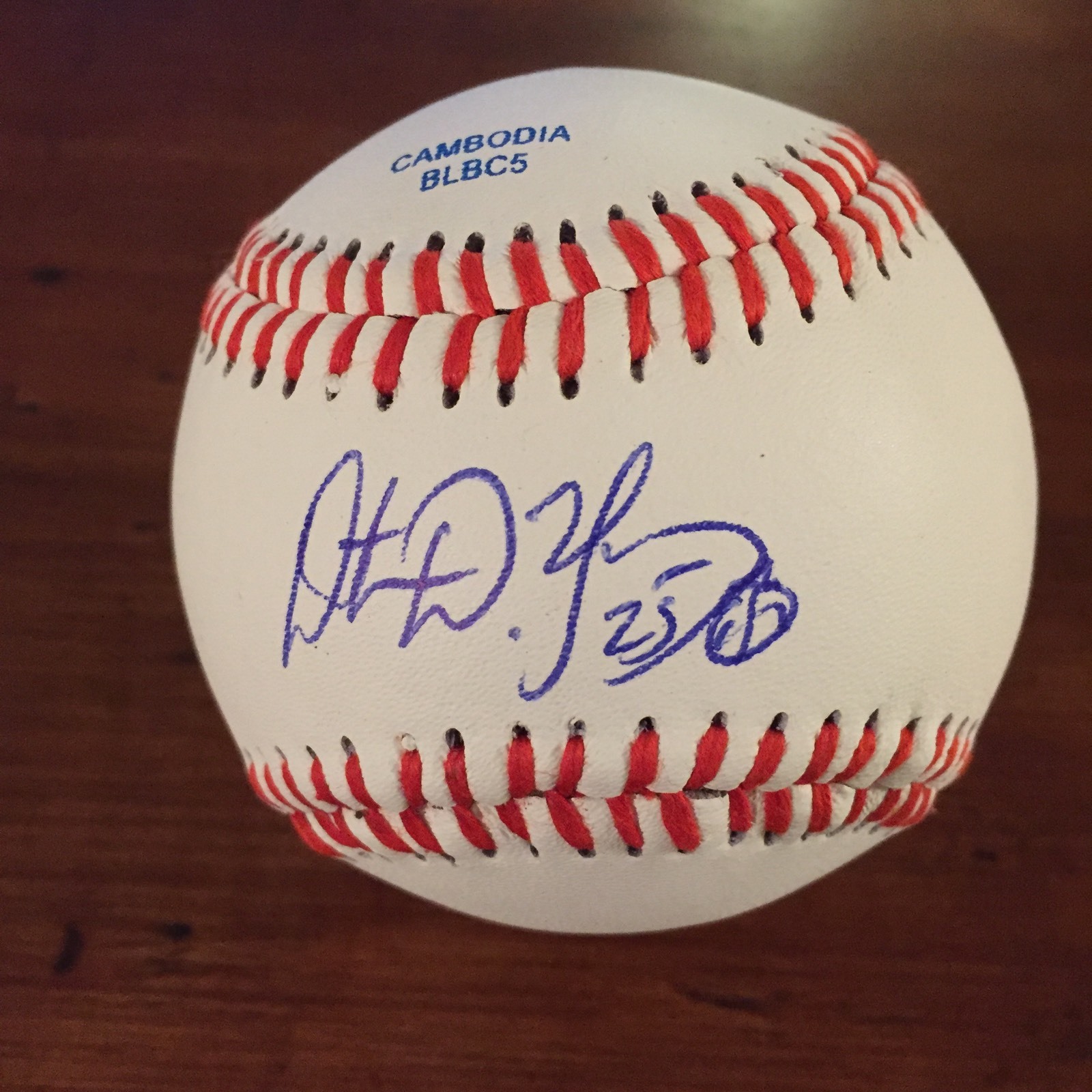 Dmitri Young Signed Baseball Autographed Official League Leather Ball