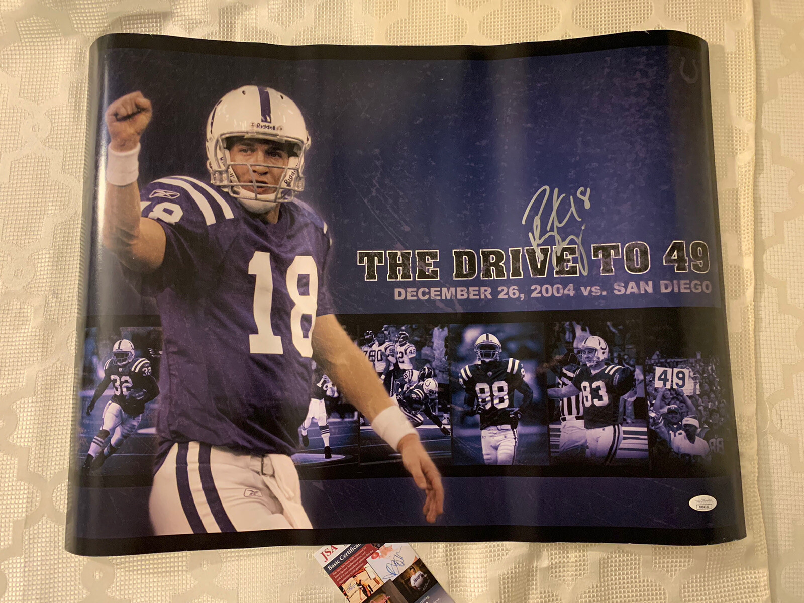 PEYTON MANNING signed Indianapolis Colts Poster Autograph JSA Authentication COA
