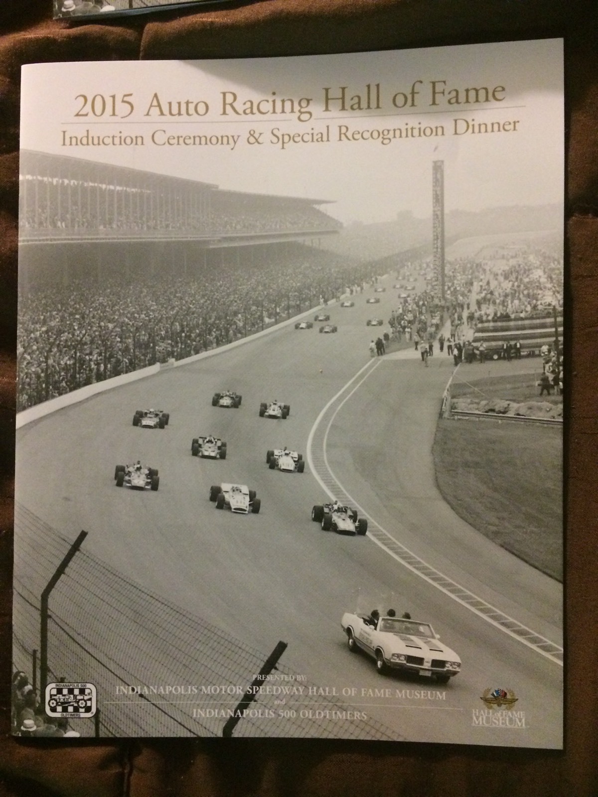 Al Unser Signed 2015 Indianapolis Hall of Fame Banquet Booklet Pamphlet Indy 500