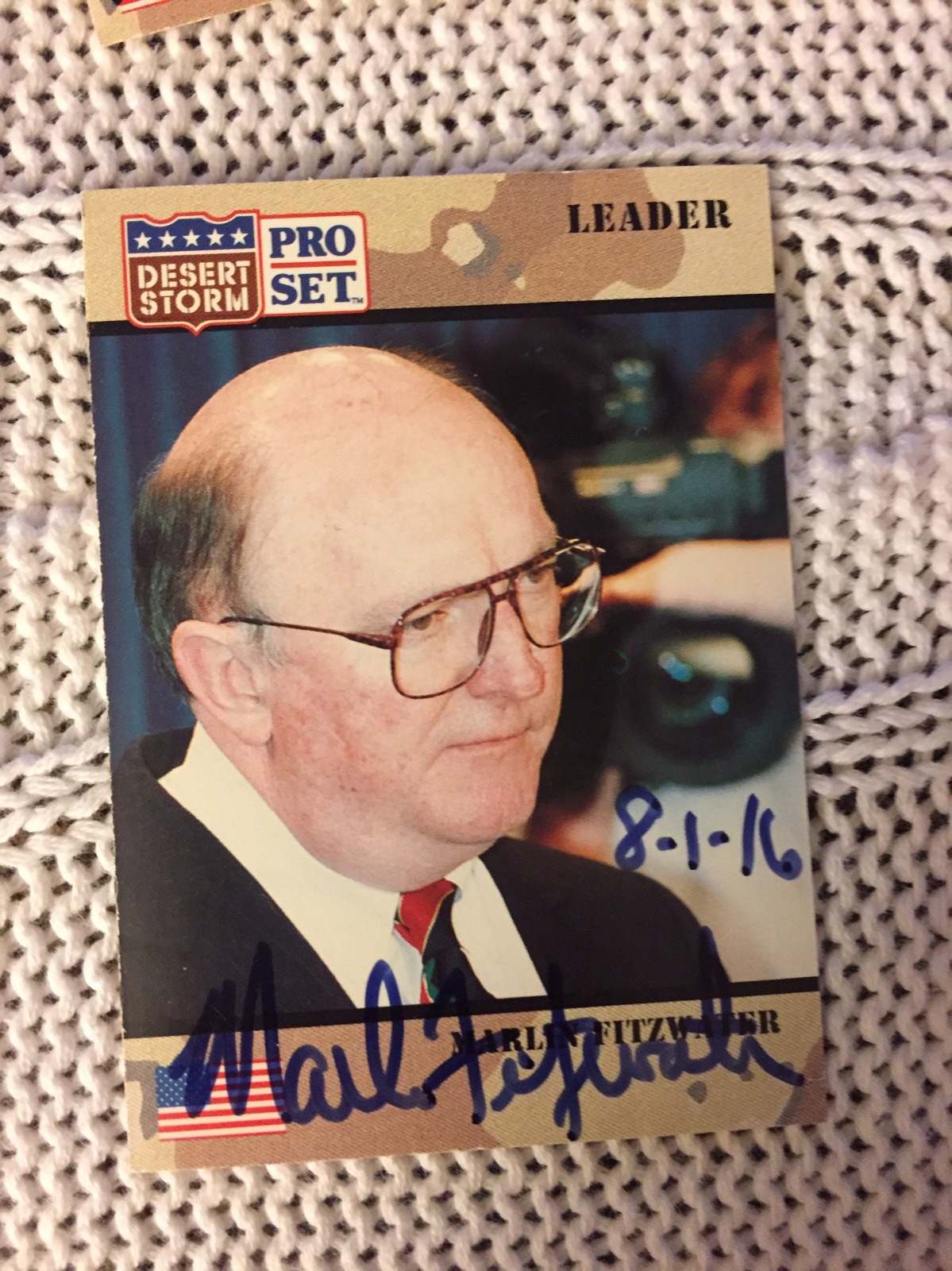 Marlin Fitzwater Signed Trading Card Pro Set Desert Storm