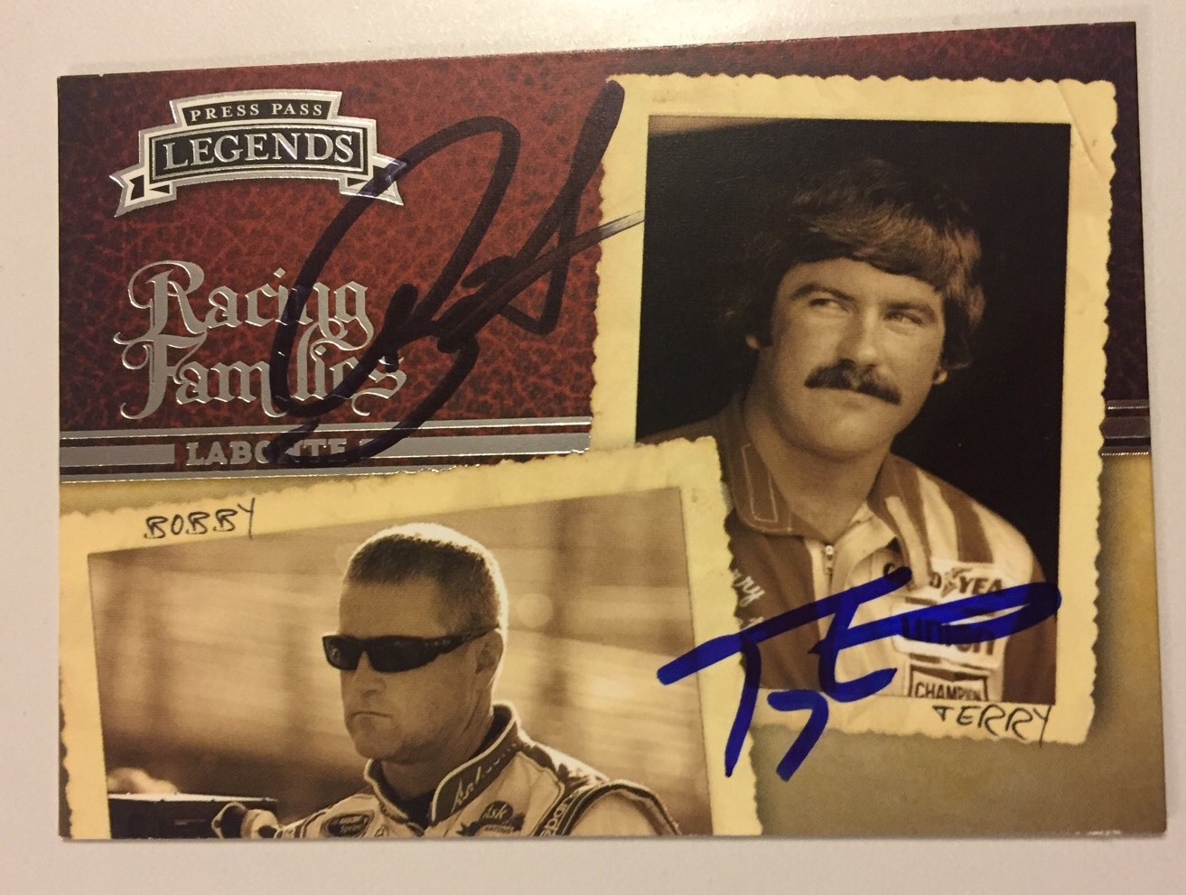 Terry & Bobby Labonte signed press pass legends Card Autographed