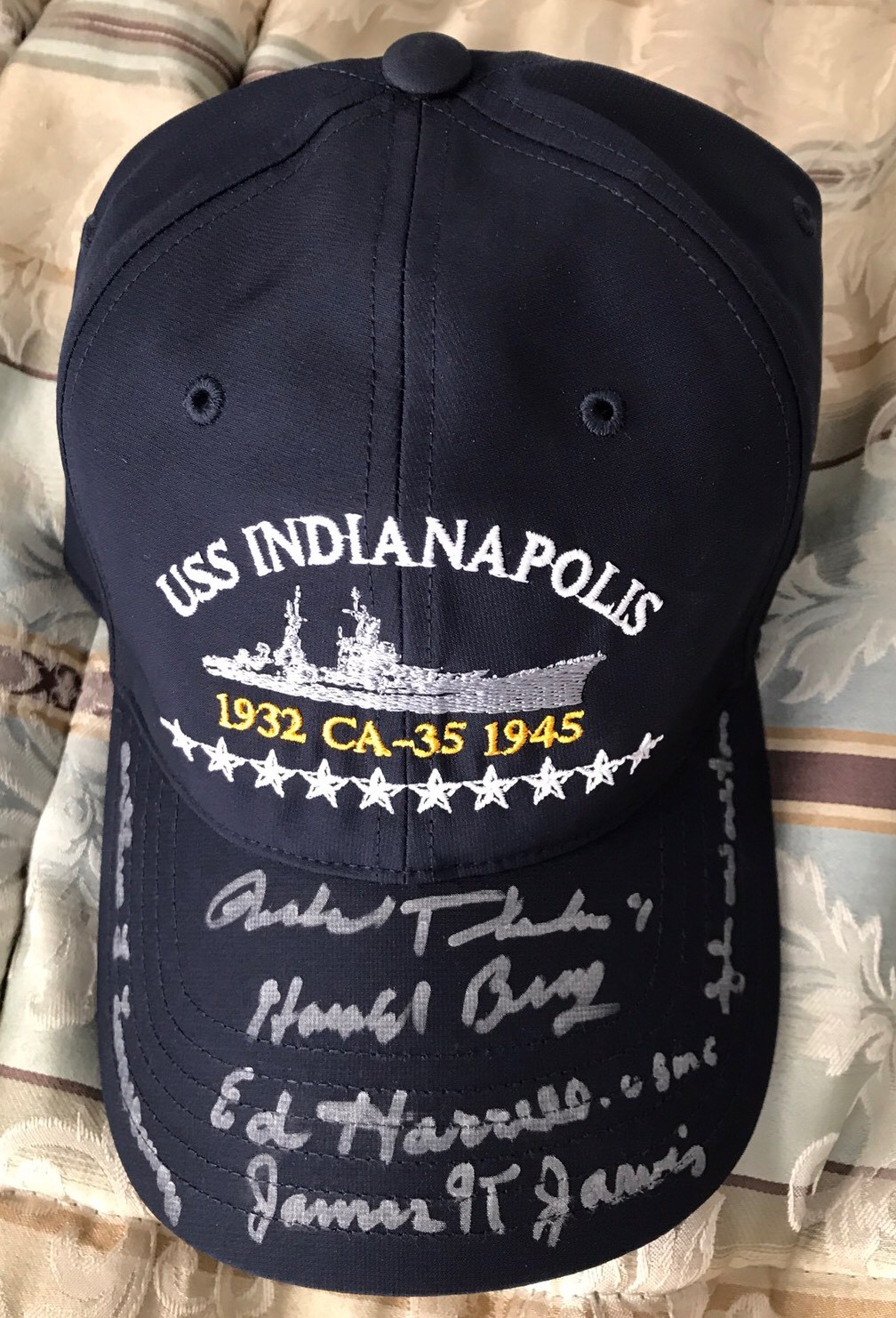6 USS Indianapolis Survivors hand SIGNED Hat Autographed WWII