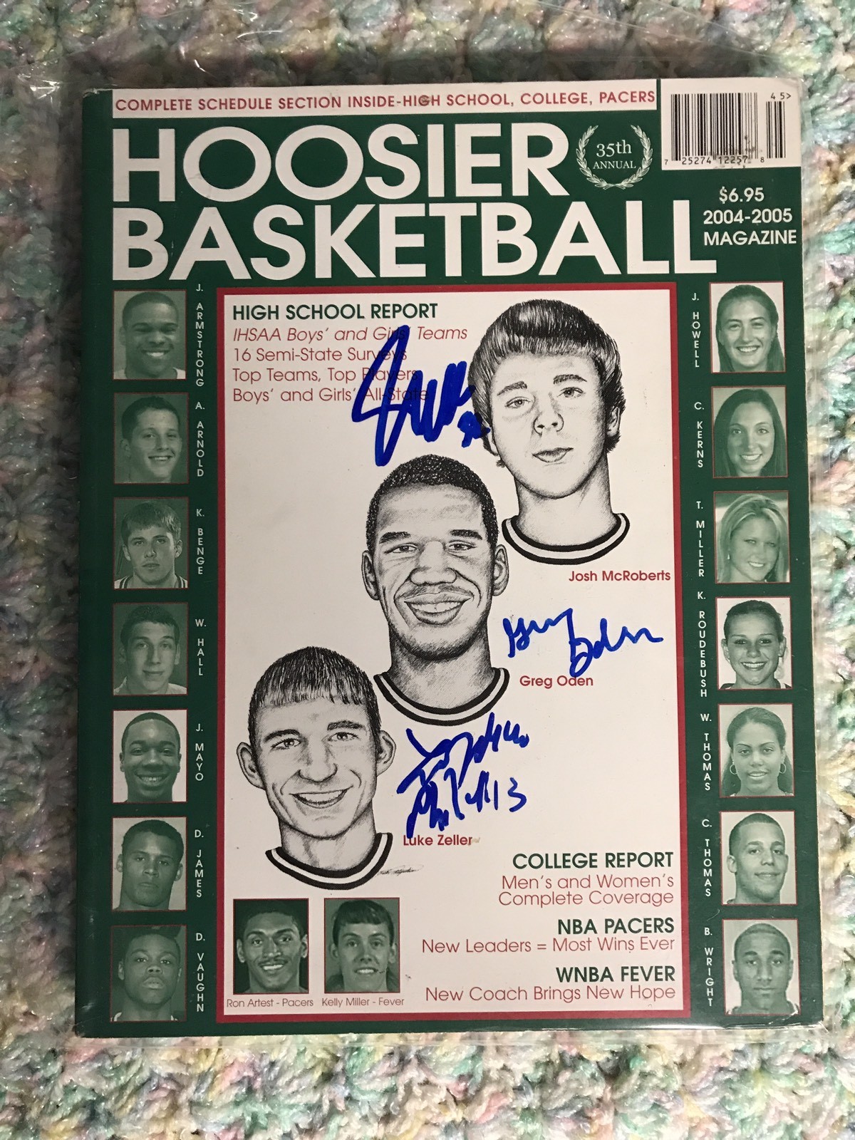 Greg Oden Josh Mcroberts & Luke Zeller Signed Hoosier Basketball Magazine