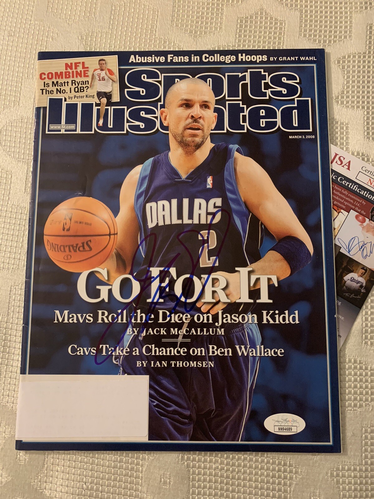 Jason Kidd Signed Sports Illustrated Magazine Autographed JSA Authentication COA