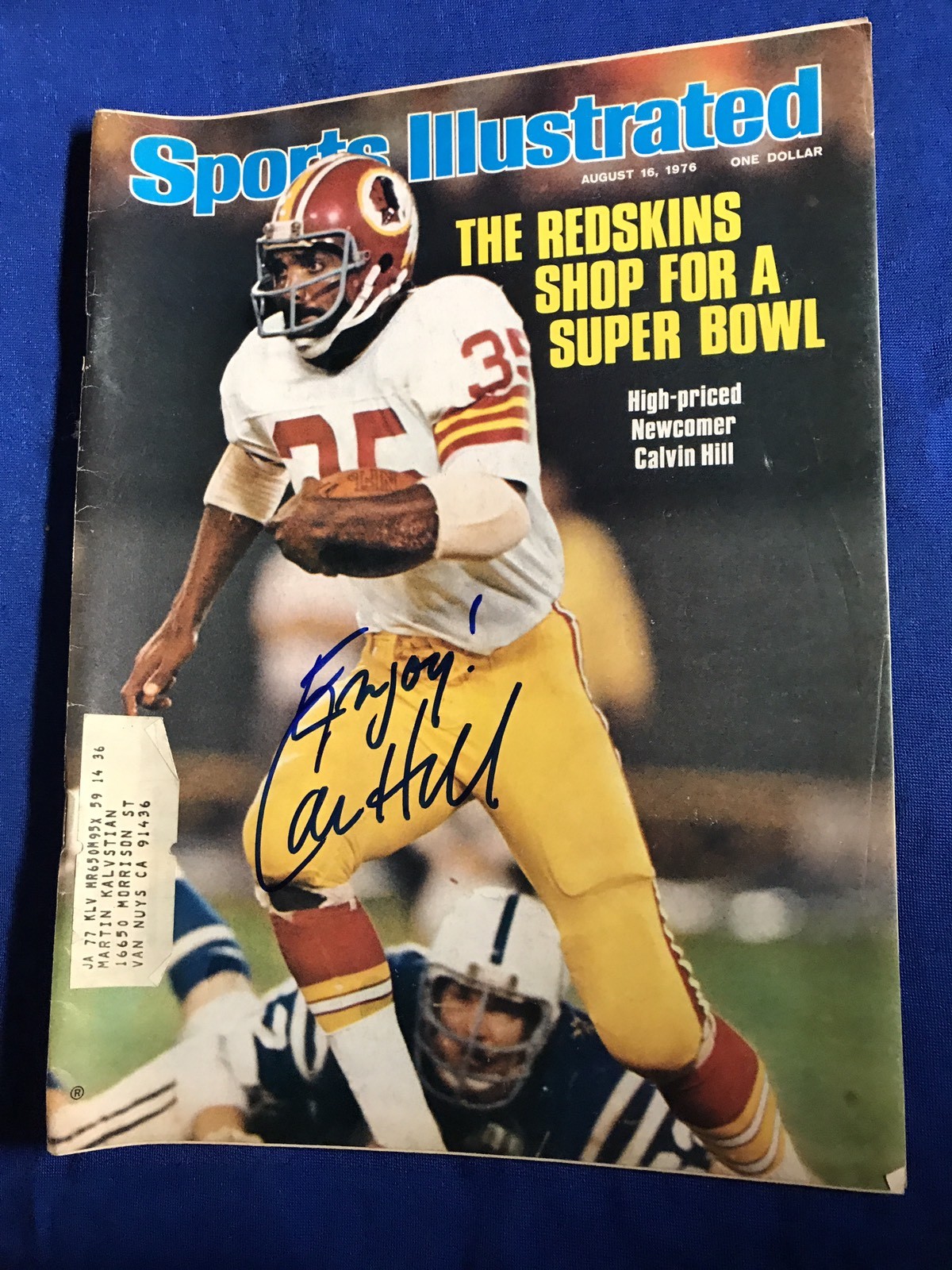 Cal Calvin Hill Signed Sports Illustrated Magazine Autographed Damaged Spine