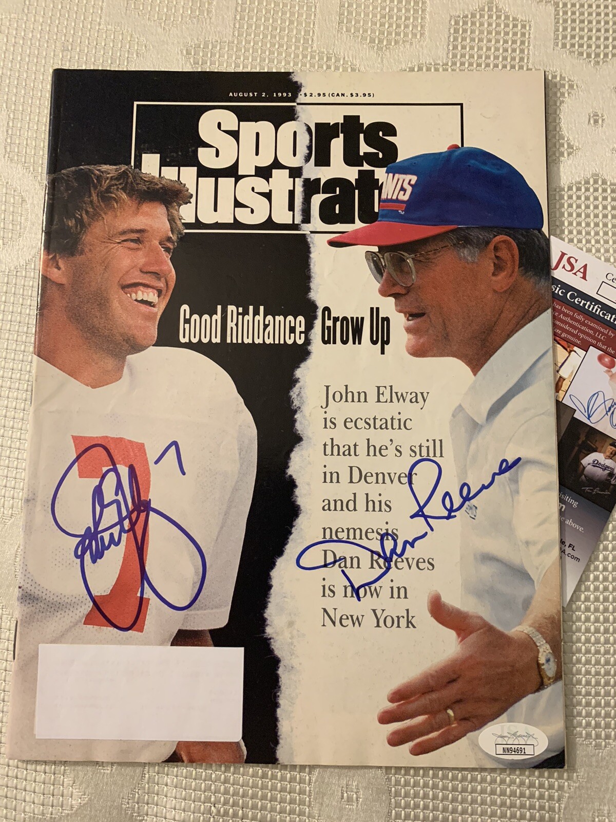 John Elway & Dan Reeves Signed Sports Illustrated Magazin JSA Authenticated COA