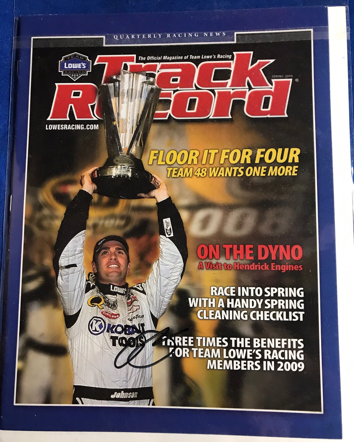 Jimmie Johnson Signed Lowes Track Record Magazine Autographed