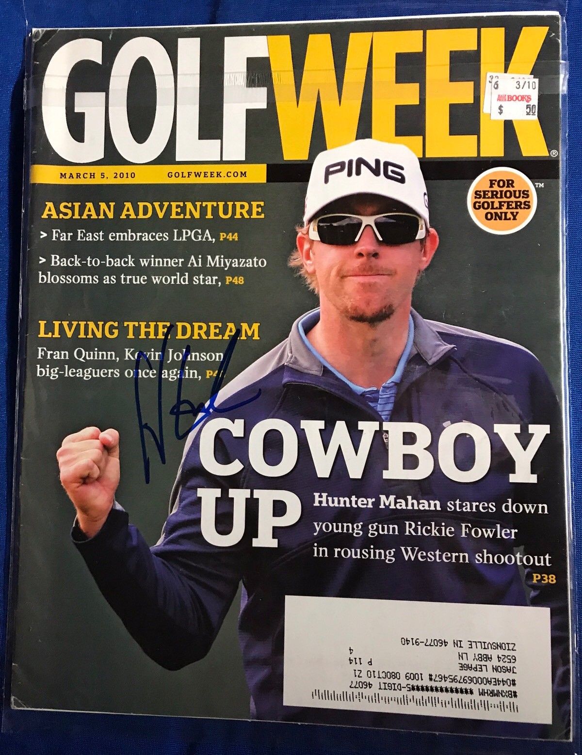 Hunter Mahan Autographed Magazine Signed PGA Golf Autographed Pricing Sticker