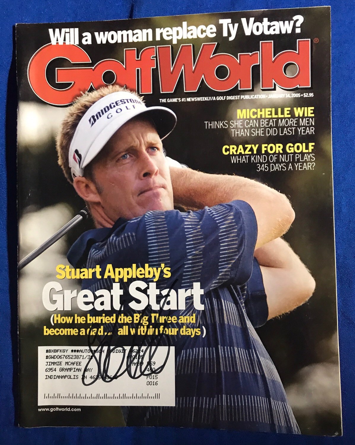 Stuart Appleby Autographed Magazine Signed PGA Golf Autographed