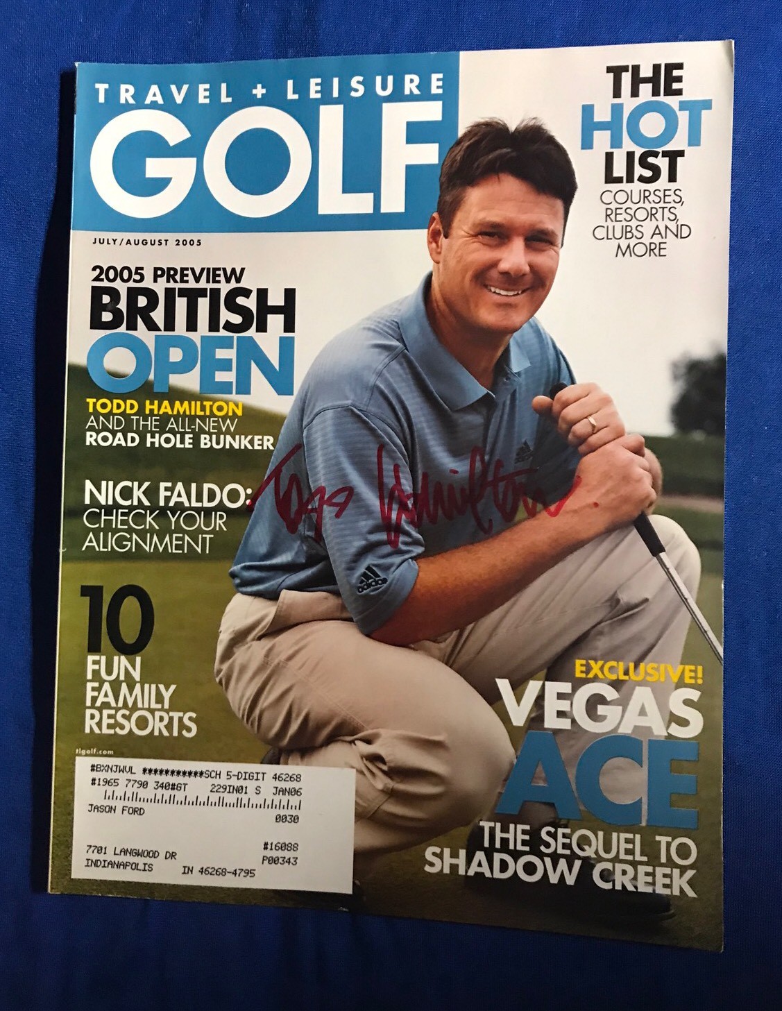 Todd Hamilton Autographed Magazine Signed PGA Golf Autographed