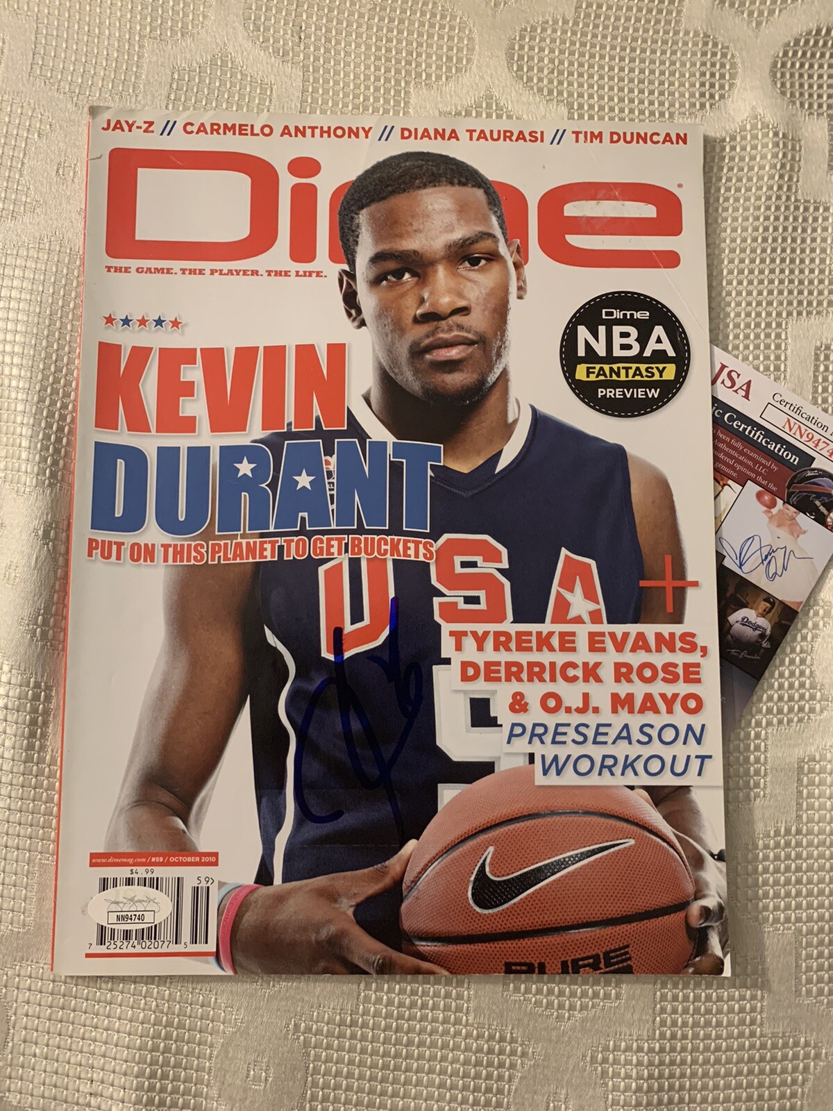 Kevin Durant Signed Dime Magazine Autographed JSA Authentication COA