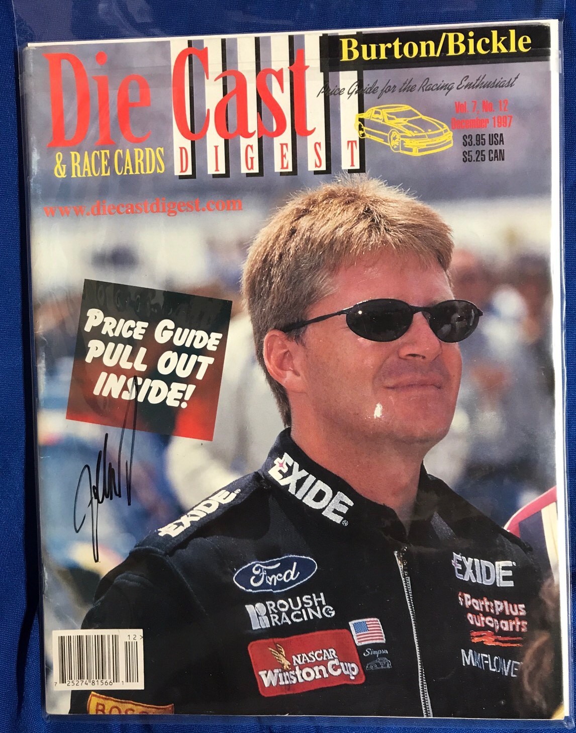 Autographed Jeff Burton Signed Magazine NASCAR