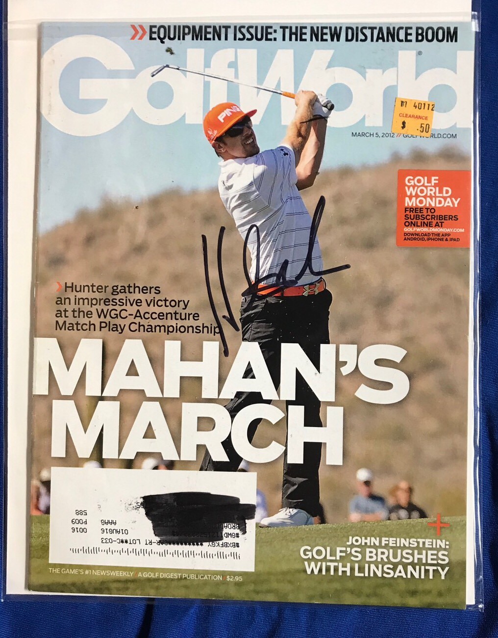 Hunter Mahan Autographed Magazine Signed PGA Golf Autographed Pricing Sticker